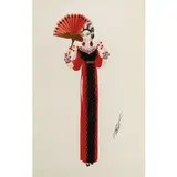 Pietroburgo 1892 - Parigi 1990 / Figura femminile in rosso by De Tirtoff Romain Detto Erte', ink and acquarello on paper, offered Dec 2018