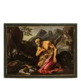 Pietro Montanini, San Girolamo in un paesaggio con cascata, oil on canvas