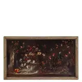 Elisabetta Marchioni, Natura morta di fiori con pappagallo, oil on canvas