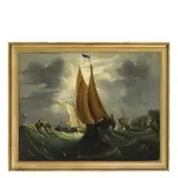 Marina con vascelli by Charles-Louis Verboeckhoven, oil on canvas, offered Mar 2019