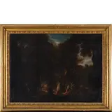 Filippo Lauri, Paesaggio con scena di stregoneria, oil on canvas