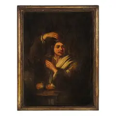 Figura di giovane uomo con bicchiere by Giuseppe Romani, oil on canvas, offered Mar 2019