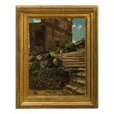 Scorcio rurale con chiesa by Ettore De Maria Bergler, oil on canvas, offered Mar 2019