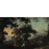 Pandolfo Reschi, Caccia al cervo in un paesaggio boschivo, oil on canvas