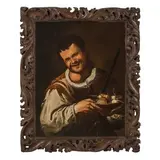 Nicola Malinconico, Uomo con piatto, oil on canvas