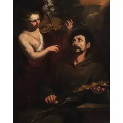 San Francesco confortato da un angelo / Datato 1636 by Orazio de Ferrari, oil on canvas, offered Mar 2019