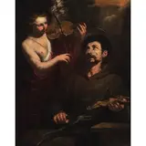 Orazio de Ferrari, San Francesco confortato da un angelo / Datato 1636, oil on canvas