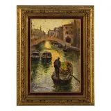 Leonardo Bazzaro, Milano 1853 - Miazzina (VB) 1937 / Gondola a Venezia / Firmato L Bazzaro in basso a sinistra, oil on panel