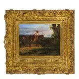 Filippo Palizzi, Vasto, 1818 - Napoli, 1899 / Bambini con asinello / Firmato F Palizzi e datato 1863 in basso a sinistra.