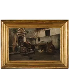 Angelo Della Mura, Maiori (Na) 1867 - 1922 / Alla fonte / Firmato A Della Mura in basso a destra, oil on canvas