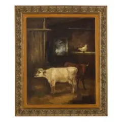 Wright Barker, Bradford 1864 - 1941 / Bovini in una stalla / Firmato W Barker in basso a destra, oil on canvas