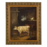 Wright Barker, Bradford 1864 - 1941 / Bovini in una stalla / Firmato W Barker in basso a destra, oil on canvas
