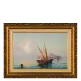 Lugano 1815 - Torino 1884 / L'isola di Procida con barca di pescatori / Firmato C Bossoli in basso a destra by Carlo Bossoli, tempera on paper, offered Mar 2019
