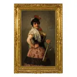Ernesto Fontana, Milano 1837 - Cureglia (Svizzera) 1918 / La spagnola / Firmato E Fontana Milano e datato 1886 in basso a destra, oil on canvas