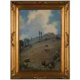 Pacifico Sidoli, Rossoreggio di Bettola (PC) 1868 - 1963 / Piccolo guardiano di tacchinelle / Firmato P Sidoli in basso a sinistra, oil on canvas
