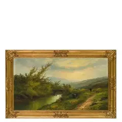 Bruxelles 1846 - 1910 / Paesaggio fluviale con contadino / Firmato L Timmermans in basso a destra by Luis Timmermans, oil on canvas, offered Mar 2019