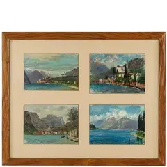 Arturo Bianchi, Lotto di quindici vedute del lago di Garda, oil on cartoncino