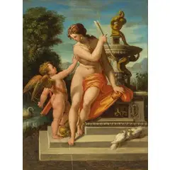Orazio Samacchini, Venere che disarma Amore, oil on paper applicata on canvas