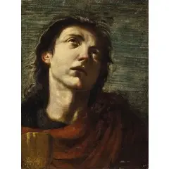 Studio di testa (San Giovanni Evangelista) by Giovanni Antonio Molineri, oil on canvas, offered May 2019