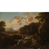 Paesaggio con figure by Andrea Locatelli, oil on canvas, offered May 2019