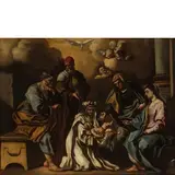 Lorenzo De Caro, Sacra Famiglia con Santa Rosa, oil on canvas