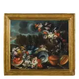 Francesco Lavagna, Natura morta di fiori e frutta, oil on canvas