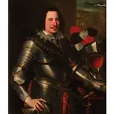 Bernardo Castello, Ritratto di Diego Mexía Felípez de Guzmán y Dávila , visconte di Butarque e primo marchese di Leganés / Inscritto e datato in alto a sinistra: 'Breda MCDXXIIII' (1624), oil on canvas