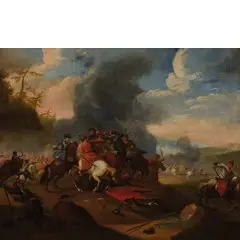 Jan Peeter Verdussen, Scontro di cavalleria, oil on canvas