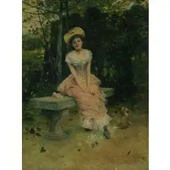 Forli, 1845 - Firenze, 1902 / Fanciulla nel parco / Firmato F Vinea in basso a destra by Francesco Vinea, oil on canvas, offered May 2019