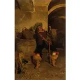 Francesco Vinea, Forli, 1845 - Firenze, 1902 / Ritratto di moschettiere in una taverna / Firmato F Vinea in basso a destra, oil on panel