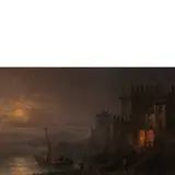 Domenico Ferri, Castel Lana (AP) 1857 - Ascoli Piceno 1940 / Paesaggio al chiaro di luna / Firmato Dom Ferri in basso a destra, oil on cardboard