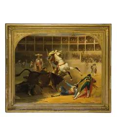 Henri Frédéric Schopin, La corrida / datato 1856 in basso a destra, oil on canvas