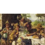 Vincenzo Irolli, Napoli, 1860 - 1942 / I bevitori / Firmato V Irolli in alto a sinistra, oil on canvas
