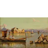 Giuseppe Carelli, Napoli 1858 - Portici 1921 / Castel dell'Ovo / Firmato G Carelli in basso a sinistra