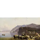 Giuseppe Carelli, Napoli 1858 - Portici 1921 / Marina napoletana in una giornata di sole / Firmato G Carelli in basso a sinistra