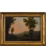Salvatore Fergola, Napoli 1799 - 1874 / Paesaggio al tramonto / Firmato S Fergola in basso a destra