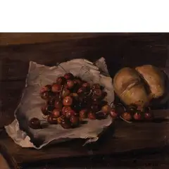 Émile Bernard, Lilla, 1868 - Parigi, 1941 / Natura morta con ciliegie / Firmato Emile Bernard in basso a destra, oil on panel