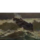 Andrea Figari, Sassari 1858 - Genova 1945 / Barca nel mare in tempesta / Firmato A Figari in basso a destra, oil on canvas