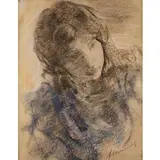Antonio Mancini, Albano Laziale, 1852 - Roma, 1930 / Figura femminile a mezzo busto / Firmato A Mancini in basso a destra
