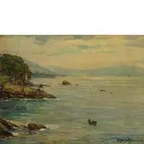 Berto Ferrari, Bogliasco 1887 - Genova 1965 / Sinfonia grigia, Nervi / Firmato Berto Ferrari 07 11 1938 Nervi in basso a destra, oil on cardboard