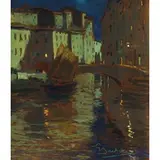 Giuseppe Sacheri, Genova, 1863 - Pianfei, 1950 / Barche a Venezia / Firmato G Sacheri in basso a destra