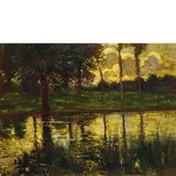 Giuseppe Sacheri, Genova, 1863 - Pianfei, 1950 / Note dorate nel bosco / Firmato G Sacheri in basso a sinistra