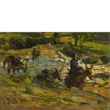 San Frediano a Settimo, 1854 - Firenze, 1947 / Carbonari / Firmato L Gioli in basso destra by Luigi Gioli, oil on panel, offered May 2019
