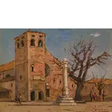Livorno, 1889 - 1969 / Trieste, Chiesa di San Giusto / Firmato G Lomi in basso a destra by Giovanni Lomi, oil on cardboard, offered May 2019