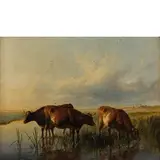 Thomas Sidney Cooper, Canterbury 1803 - 1902 / Mucche al pascolo / Firmato T Cooper e datato 1896 in basso a sinistra, oil on canvas