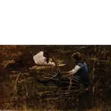 Francesco Filippini, Brescia 1853 - Milano 1895 / Contadina che intreccia una gerla, oil on canvas