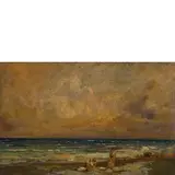 Pompeo Mariani, Monza, 1857 - Bordighera, 1927 / Lavandaie in riva al mare / Firmato P Mariani in basso a sinistra