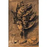 Giorgio de Chirico, Volo 1888 - Roma 1978 / Cacciagione, anni '50, mixed media on paper incollata on cartoncino