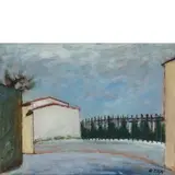 Firenze 1895 - Ivrea (To) 1957 / Paesaggio (Strada con cancello), 1955 by Ottone Rosai, oil on masonite, offered Jun 2019