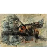 Ibrahim Kodra, Ishmi 1918 - Milano 2006 / Composizione, fine anni '50, oil on canvas